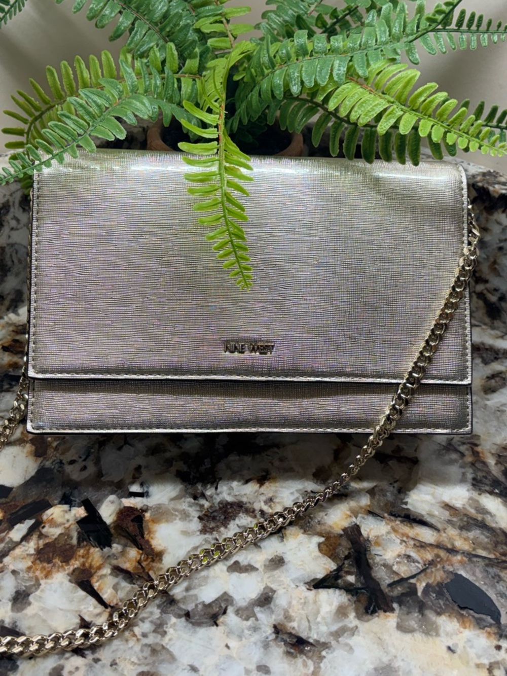 Nine West  Metallic convertible Chain Strap bag